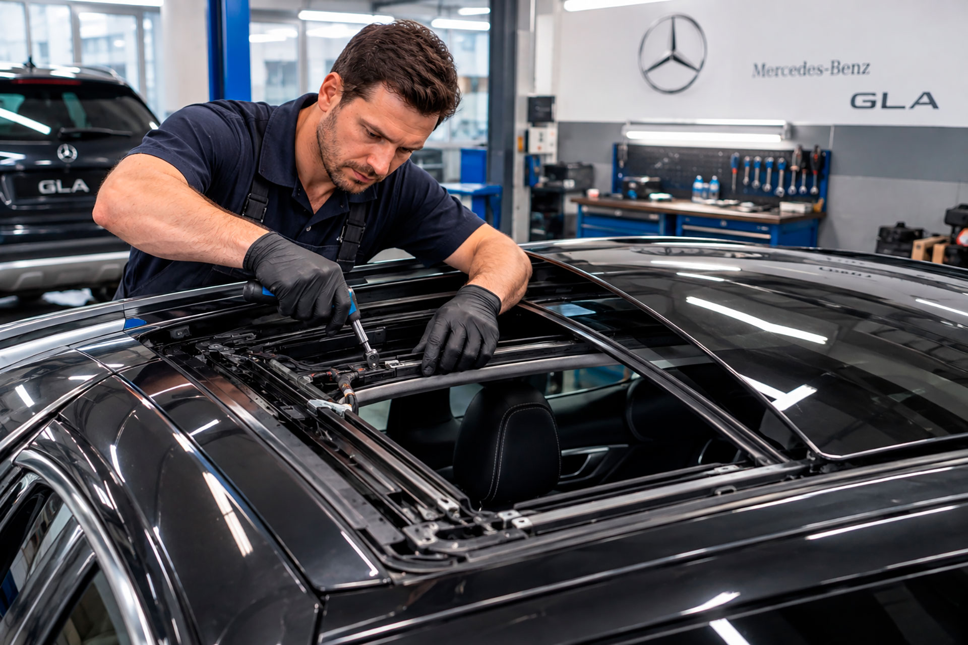 Reparación de techo solar en un Mercedes - Taller Mecánica Vallecas